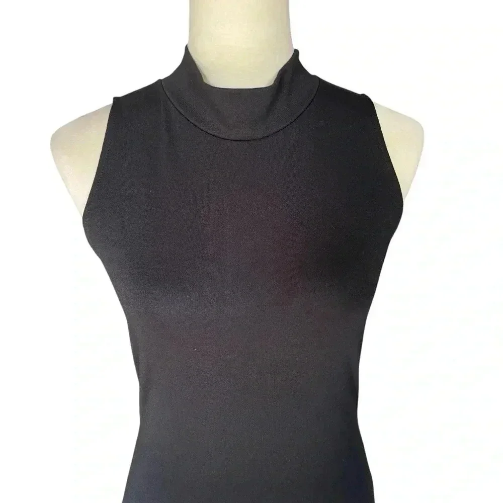 Zara Trafaluc Cutout Stretch Sleeveless Turtleneck Midi Black Dress Women Size M - Picture 5 of 6
